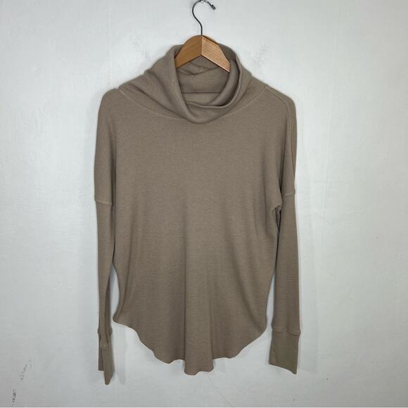 BABATON The Group Cream Thermal Cowl Neck Waffle Knit Long Sleeve Top Sz Small - Picture 14 of 14